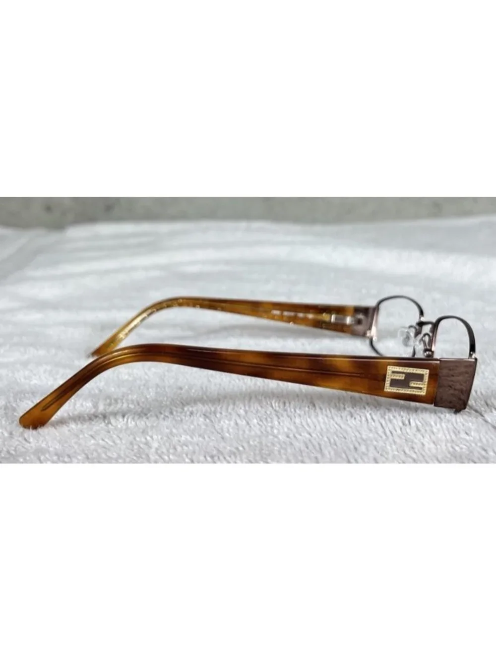 Fendi F878 705 Bronze Full Rim Metal Rectangular Eyeglasses Frames 52-17-135